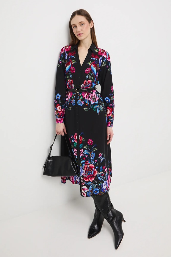 Sukienka damska midi w kwiaty midi multicolor RW25-SUDB00