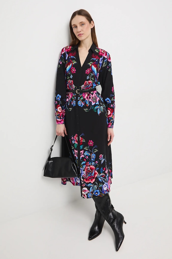 Sukienka damska midi w kwiaty midi multicolor RW25-SUDB00