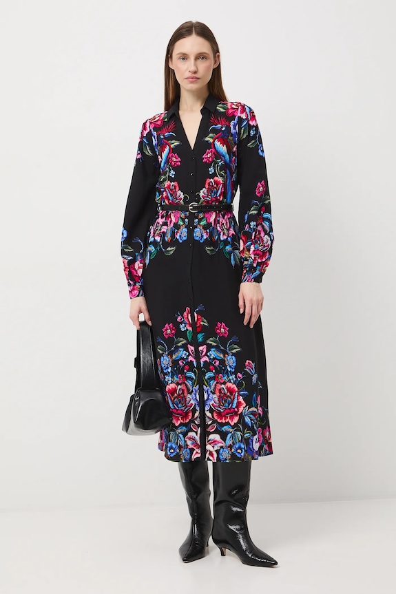 Sukienka damska midi w kwiaty RW25-SUDB00 multicolor RW25