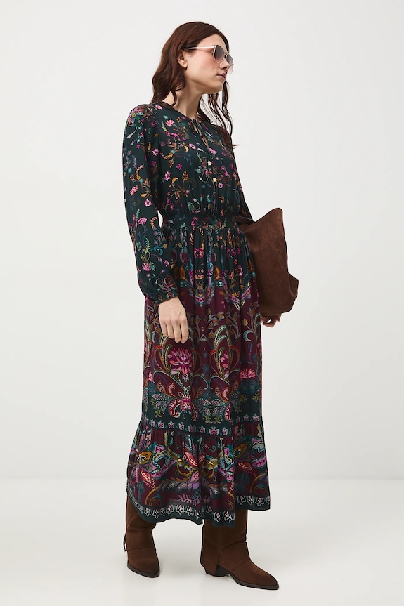 Sukienka midi z wiskozy wzorzysta RW25-SUDC00 multicolor RW25