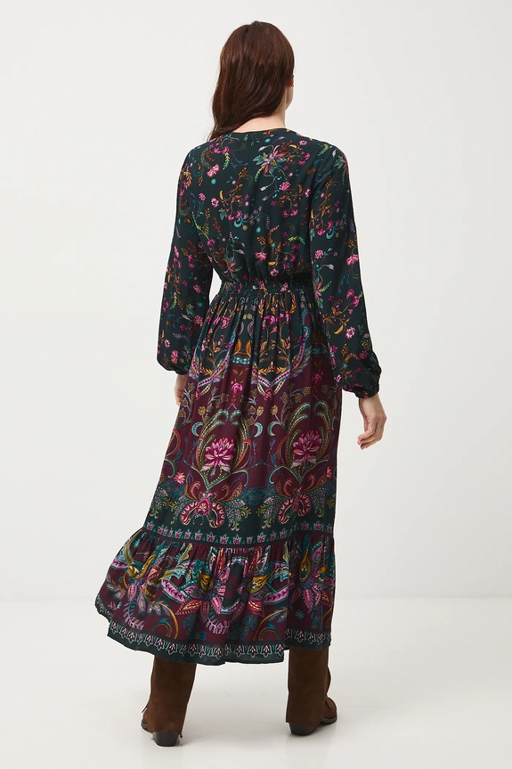 Odzież Sukienka midi z wiskozy wzorzysta RW25-SUDC00 multicolor