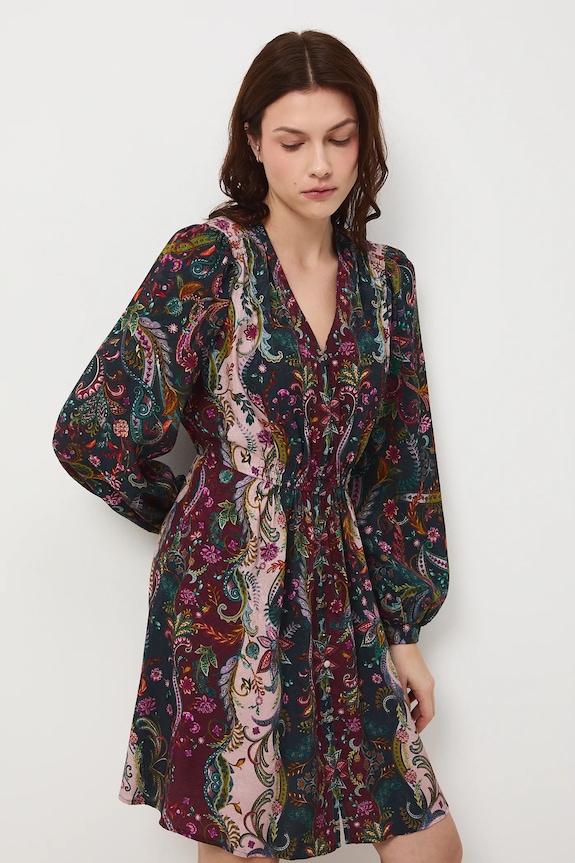 Sukienka midi z wiskozy wzorzysta RW25-SUDC01 multicolor RW25