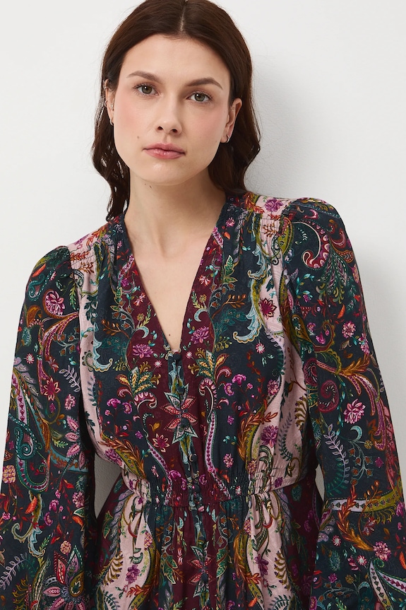 Sukienka midi z wiskozy wzorzysta multicolor RW25-SUDC01