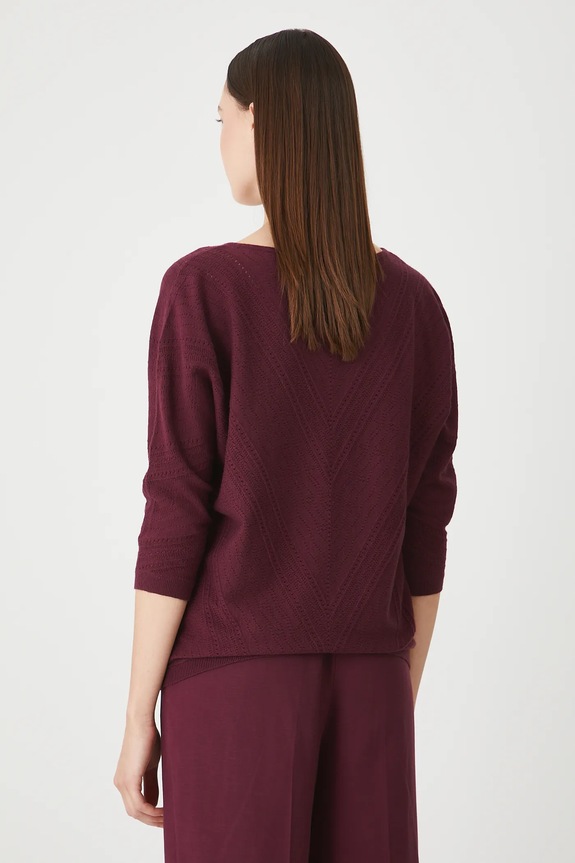 Odzież Sweter damski ażurowy z wiskozą RW25-SWD020 bordowy