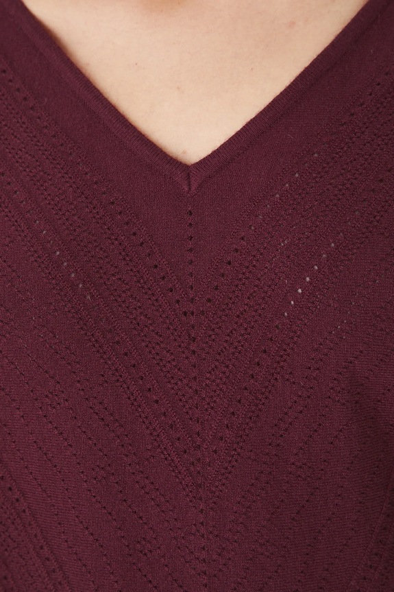 Sweter damski ażurowy z wiskozą RW25-SWD020 bordowy