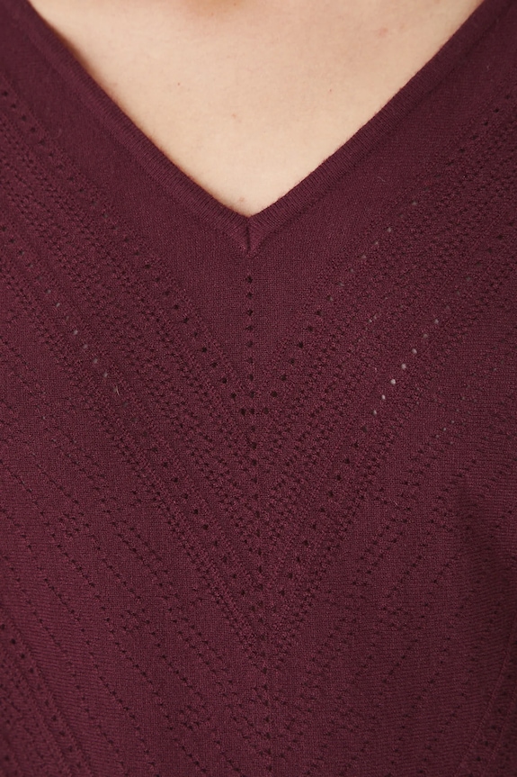 Sweter damski ażurowy z wiskozą RW25-SWD020 bordowy