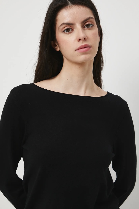 Sweter damski z wiskozą gładkie czarny RW25-SWD033