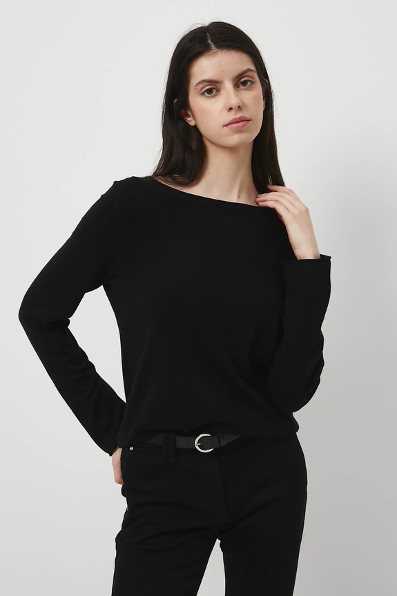 Sweter damski z wiskozą czarny RW25-SWD033