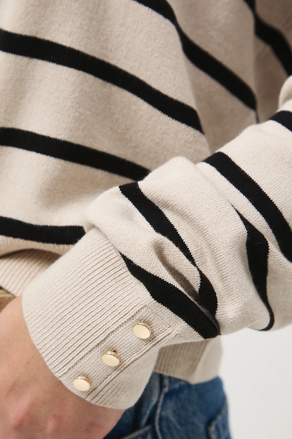 Sweter damski z wiskozą w pasy RW25-SWD034 beżowy