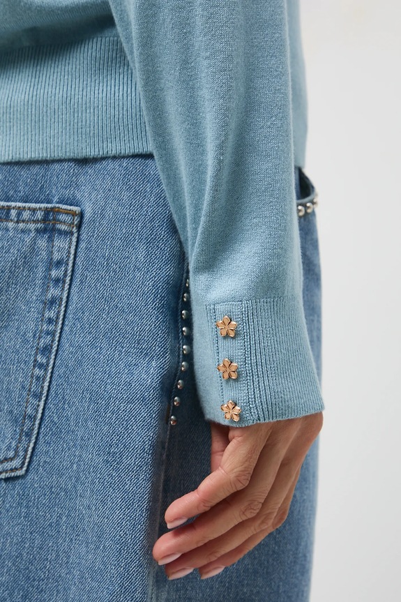 Sweter damski z wiskozą RW25-SWD034 niebieski