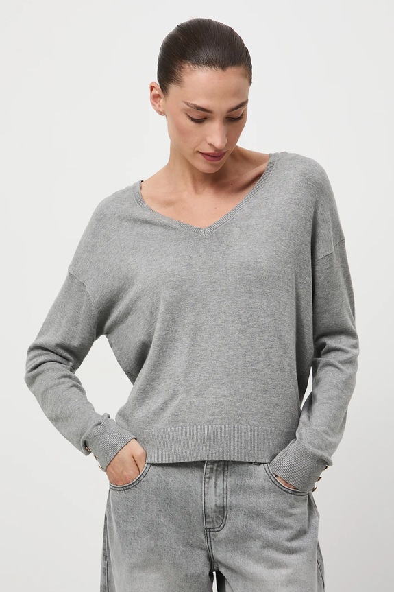 Sweter damski z wiskozą melanżowy pozostałe szary RW25-SWD034