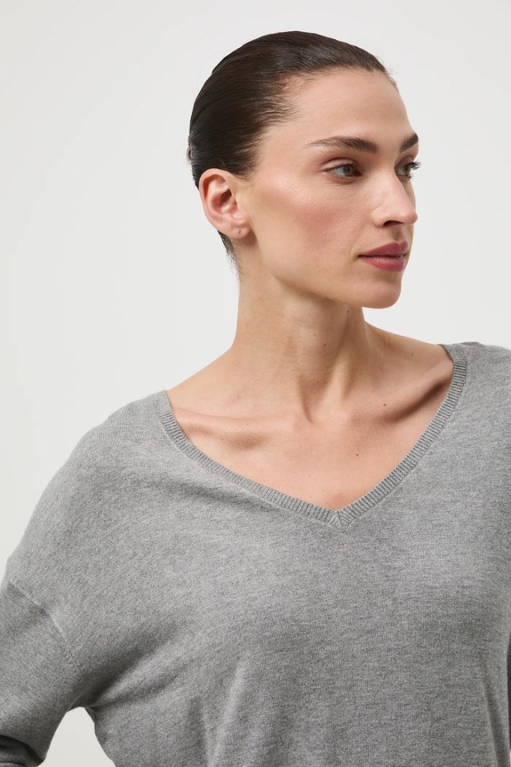 Sweter damski z wiskozą melanżowy szary RW25-SWD034