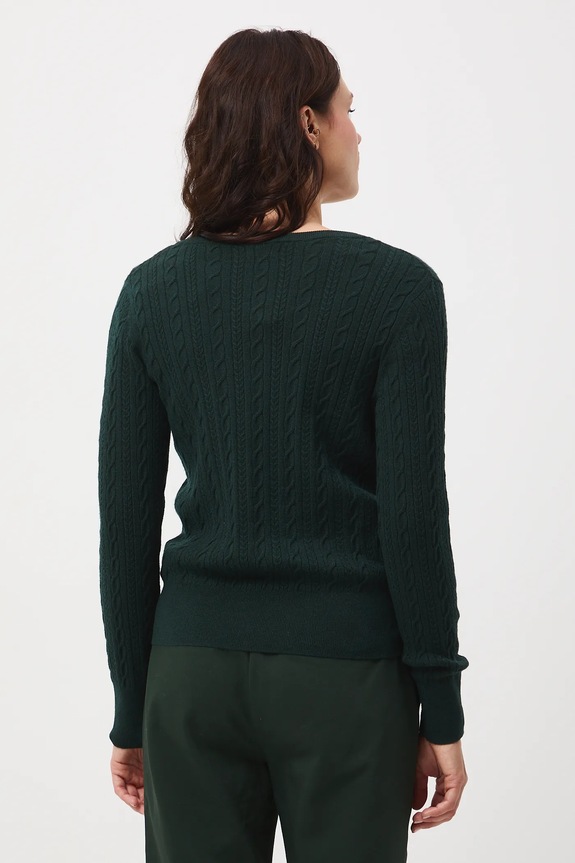 Odzież Sweter damski z warkoczowym splotem RW25-SWD052 zielony