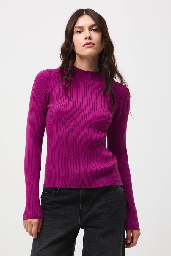 Sweter damski prążkowany pozostałe fioletowy RW25-SWD054