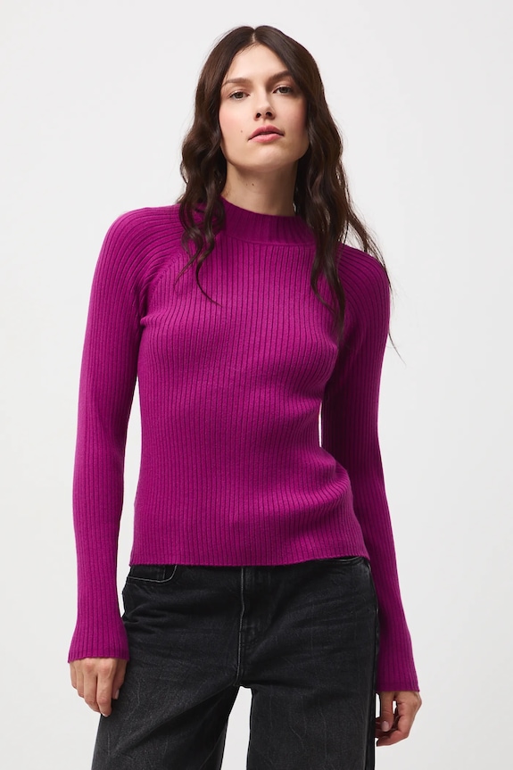 Sweter damski prążkowany pozostałe fioletowy RW25-SWD054