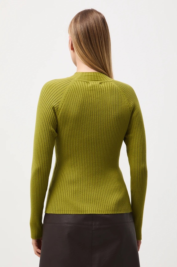 Odzież Sweter damski prążkowany RW25-SWD054 zielony