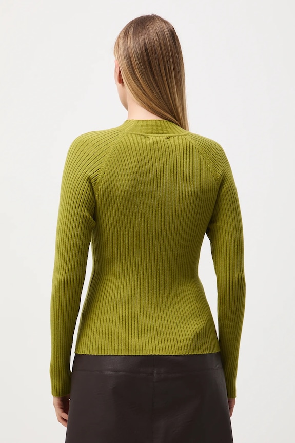 Odzież Sweter damski prążkowany RW25-SWD054 zielony