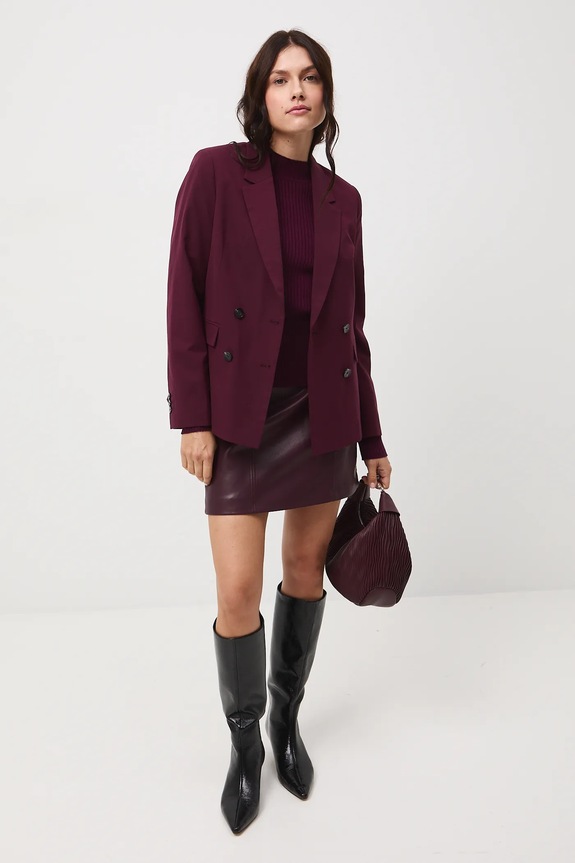 Sweter damski prążkowany RW25-SWD054 bordowy RW25