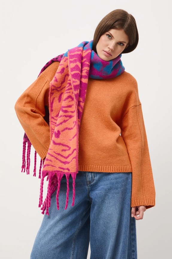 Sweter damski melanżowy melanż pomarańczowy RW25-SWD063