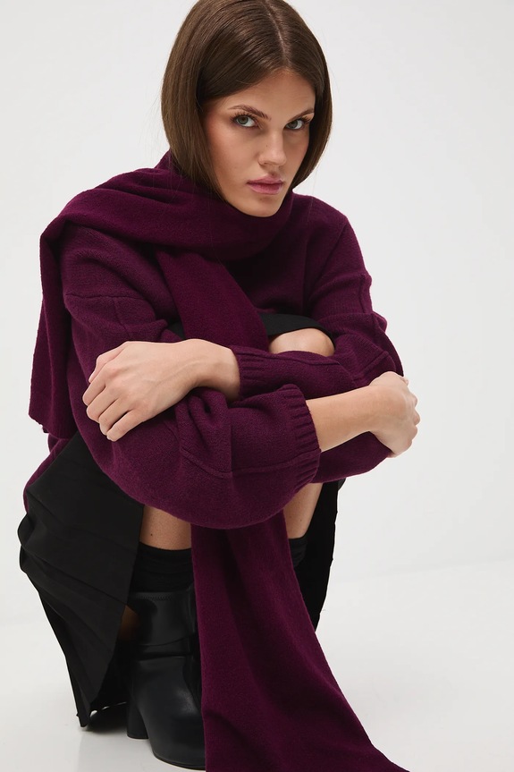 Sweter damski melanżowy RW25-SWD063 bordowy RW25