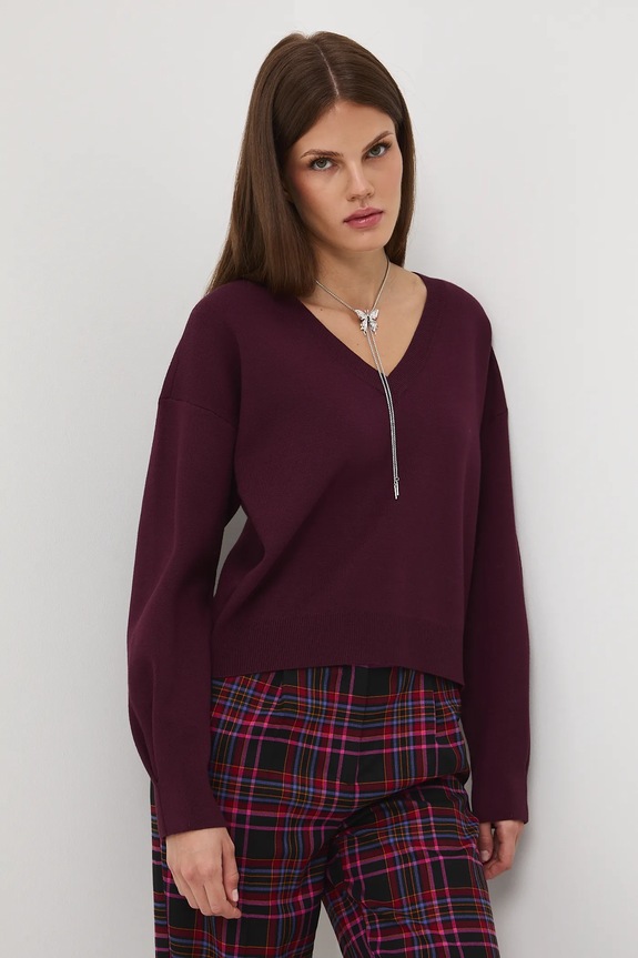 Medicine sweter regular bordowy RW25-SWD064