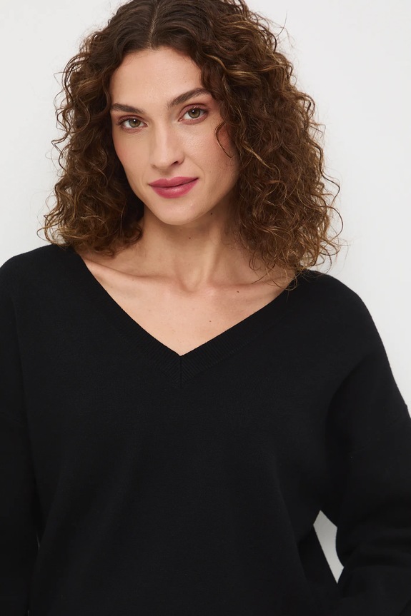 Sweter damski z wiskozą pozostałe czarny RW25-SWD064