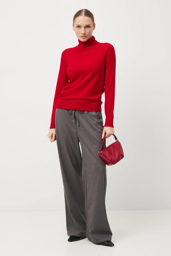 Sweter damski gładki z wiskozą RW25-SWD071 czerwony RW25