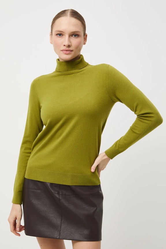 Sweter damski gładki z wiskozą pozostałe zielony RW25-SWD071