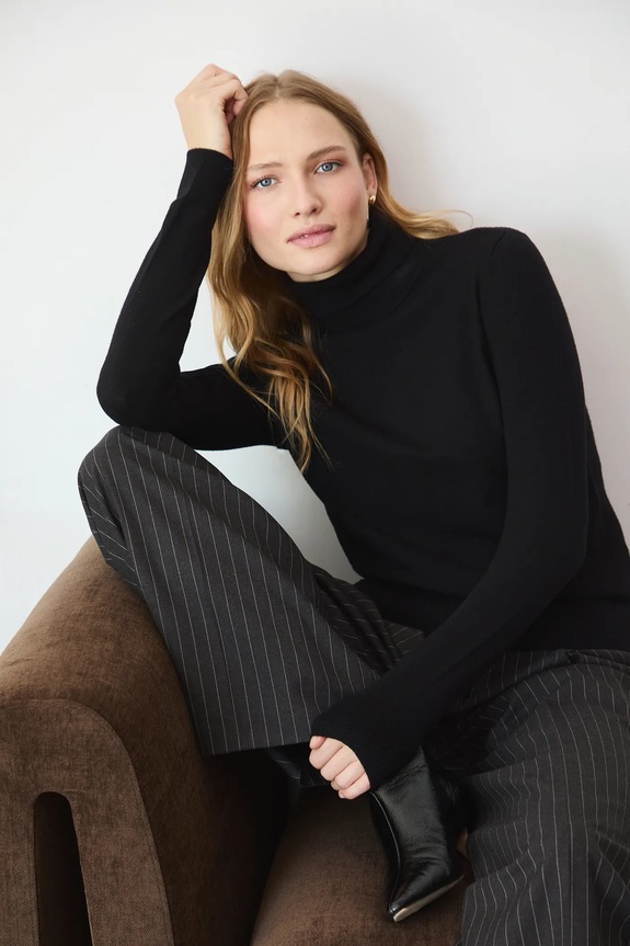 Sweter damski gładki z wiskozą pozostałe czarny RW25-SWD071
