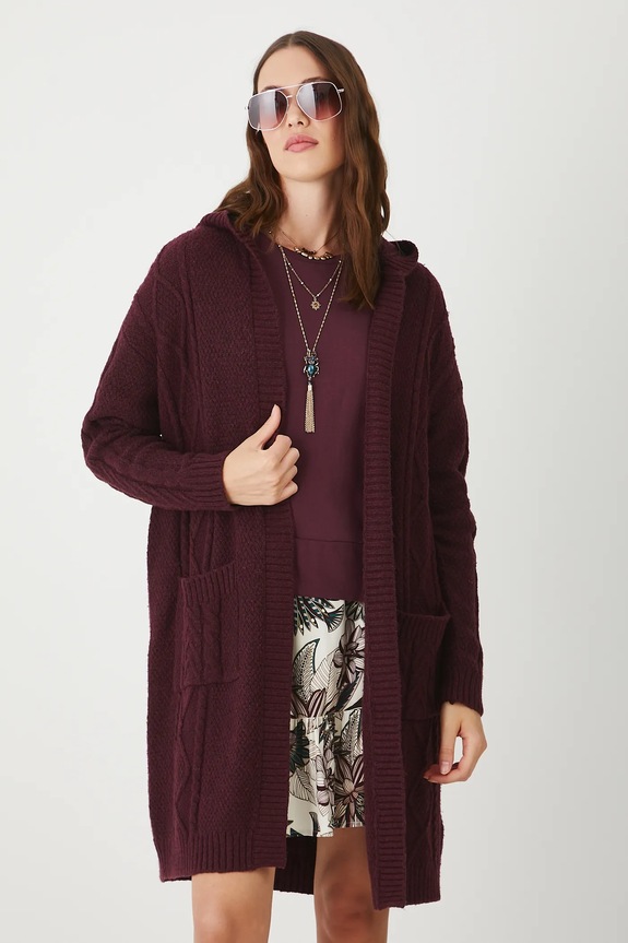 Medicine kardigan oversize bordowy RW25-SWD102