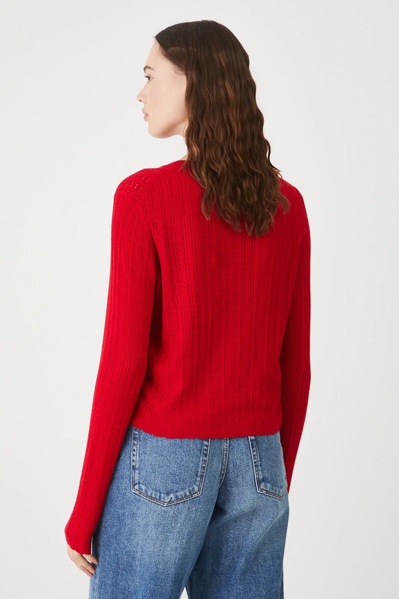 Odzież Kardigan damski gładki RW25-SWD103 czerwony