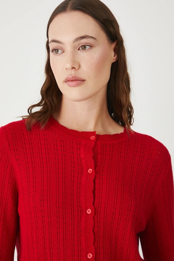 Kardigan damski gładki czerwony RW25-SWD103