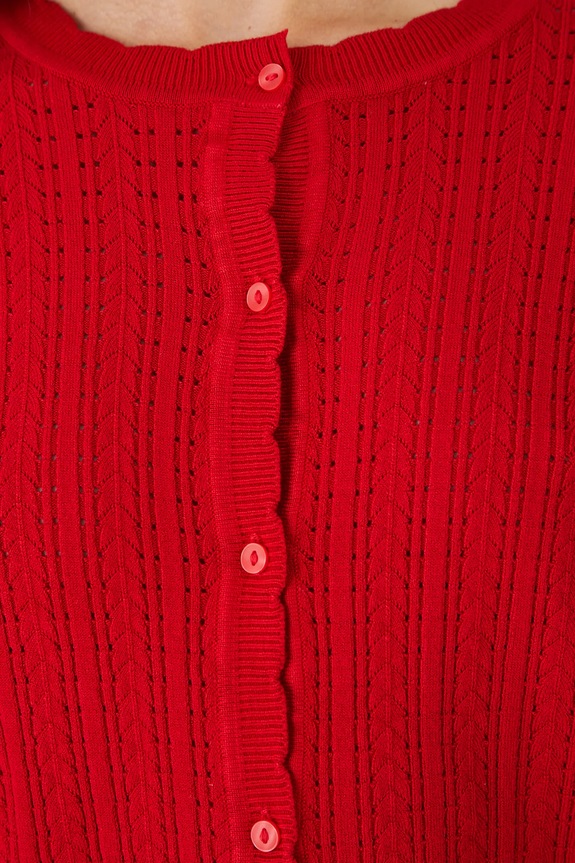 Kardigan damski gładki RW25-SWD103 czerwony