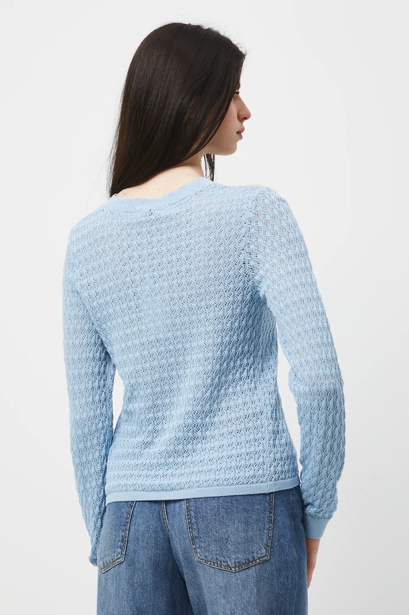 Odzież Sweter bawełniany damski ażurowy RW25-SWD304 niebieski