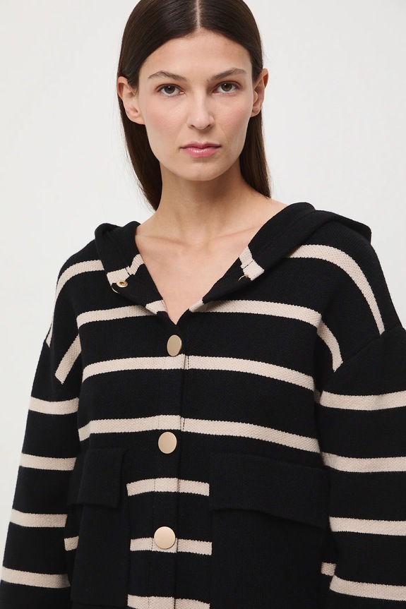 Dámský kardigan s kapucí středně silná černá RW25-SWD407