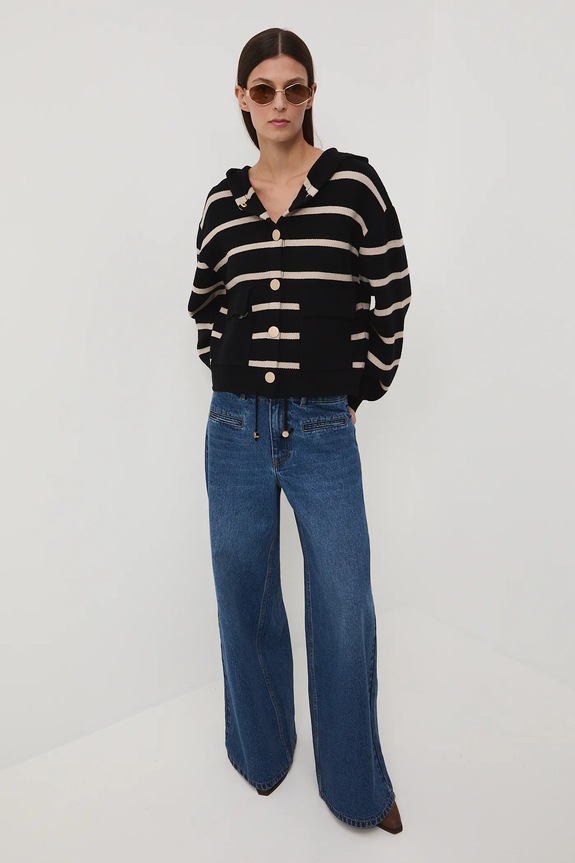 Dámský kardigan s kapucí RW25-SWD407 černá RW25