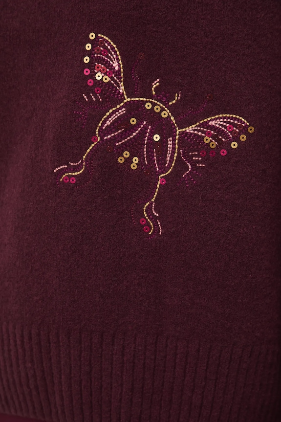Medicine sweter z domieszką wełny RW25-SWD703 bordowy