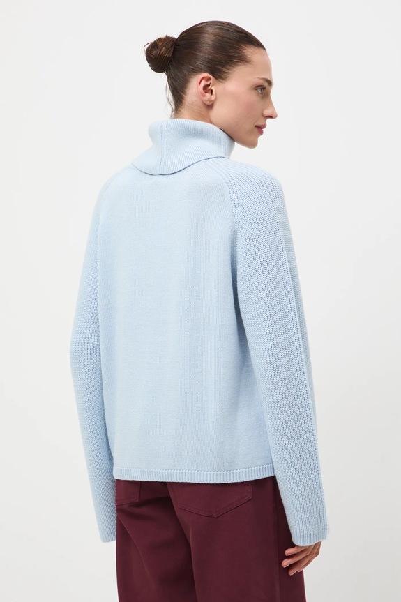 Odzież Sweter z wełny merino gładki RW25-SWD812 niebieski