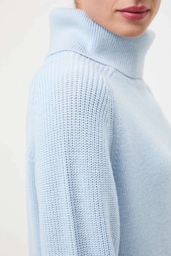 Sweter z wełny merino gładki RW25-SWD812 niebieski