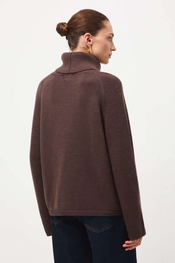 Odzież Sweter z wełny merino gładki RW25-SWD812 brązowy