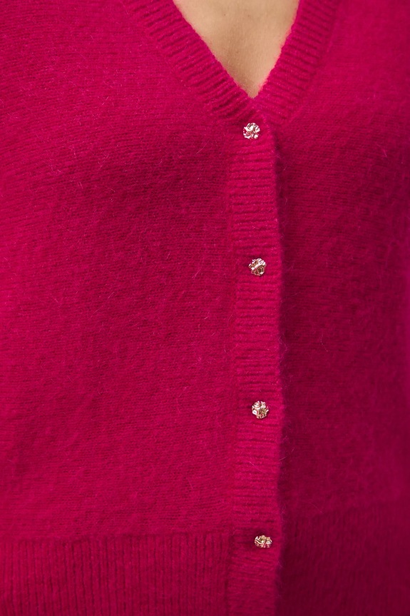 Kardigan damski z moherem i wełną RW25-SWD819 czerwony