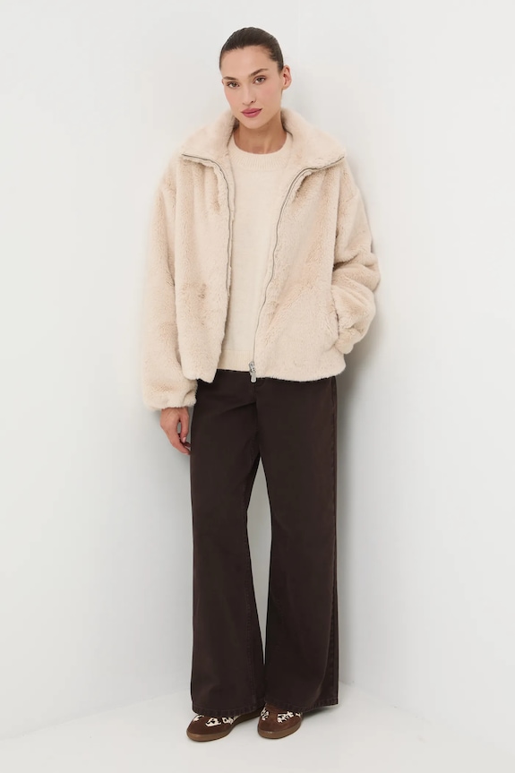 Sweter damski z moherem i wełną RW25-SWD820 beżowy RW25