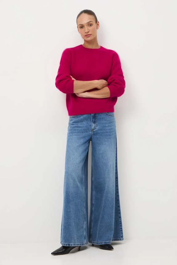 Sweter damski z moherem i wełną RW25-SWD820 czerwony RW25