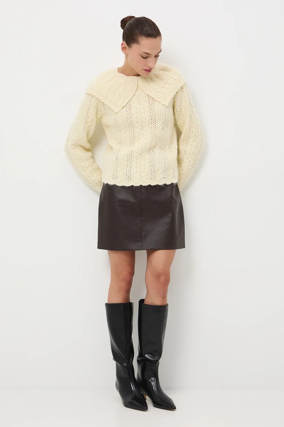 Sweter damski ażurowy RW25-SWD822 żółty RW25