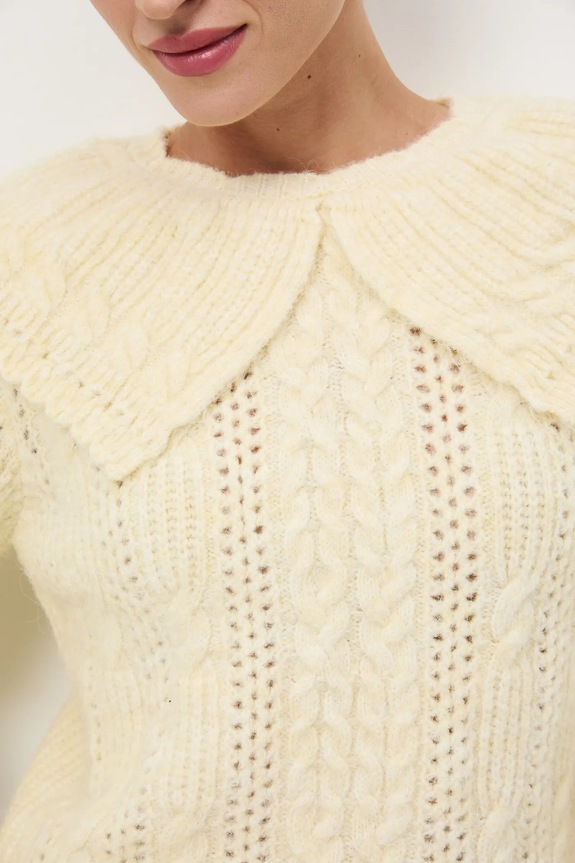 Sweter damski ażurowy RW25-SWD822 żółty