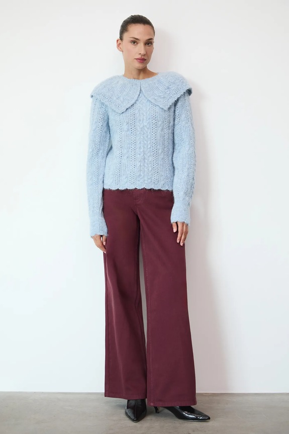 Sweter damski ażurowy RW25-SWD822 niebieski RW25
