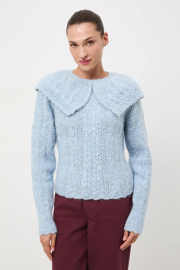 Sweter damski ażurowy niebieski RW25-SWD822