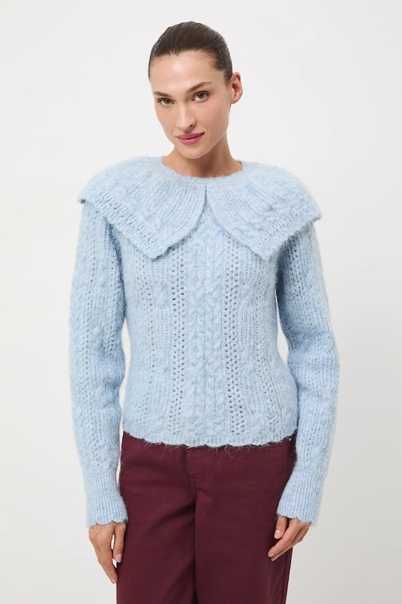 Sweter damski ażurowy niebieski RW25-SWD822