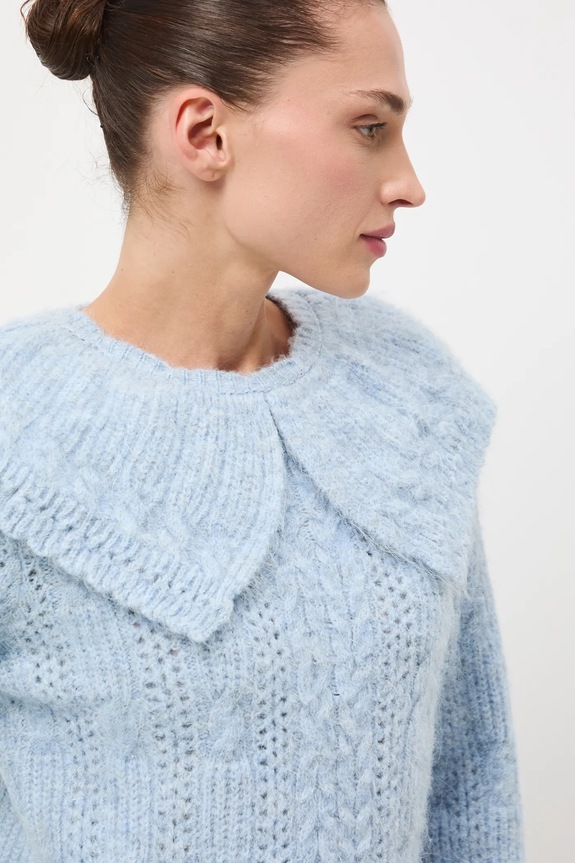 Sweter damski ażurowy RW25-SWD822 niebieski