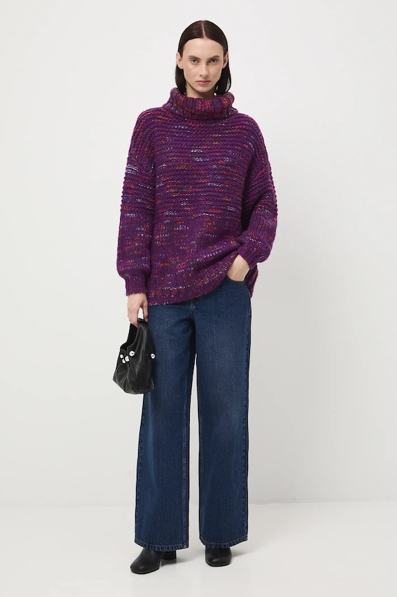 Sweter damski z golfem RW25-SWD905 fioletowy RW25